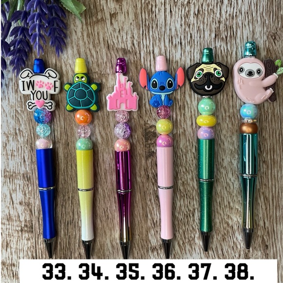 Writing Pen Dog Sloth Castle Artisan Beaded Silicone Custom Handcrafted Office - Picture 2 of 11